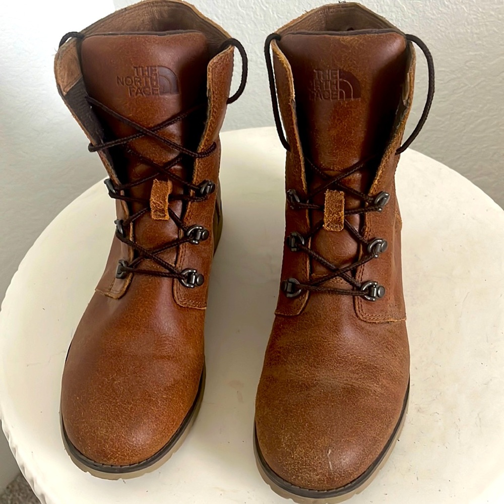 North Face Brown Leather Lace Up Boots